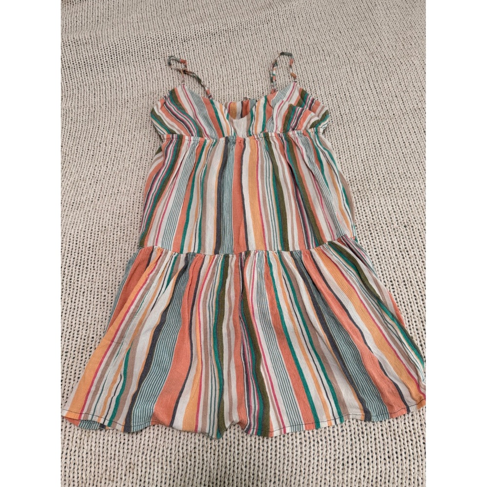O'Neill Women Striped Babydoll Mini Dress Orange Green Multi Color Small